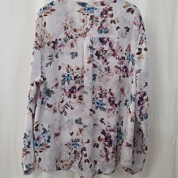 Torrid 1 1X 14/16 Floral White Georgette Pintuck Long Sleeve Tunic Top Blouse - Picture 6 of 11